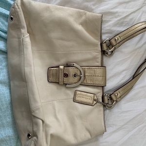 COACH LEATHER SATCHEL HANDBAG CREAM